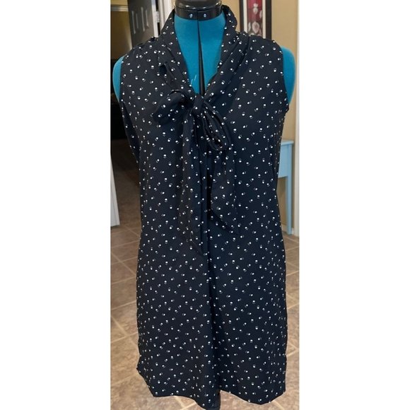 LOFT Sleeveless Women's Long Blouse Dog Paw Prints w/Front Tie Women's Size XS - Picture 3 of 11